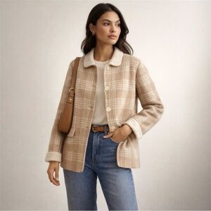 Escada Alpaca Wool Knit Blazer Jacket Plaid Check Made in Italy 44 Large